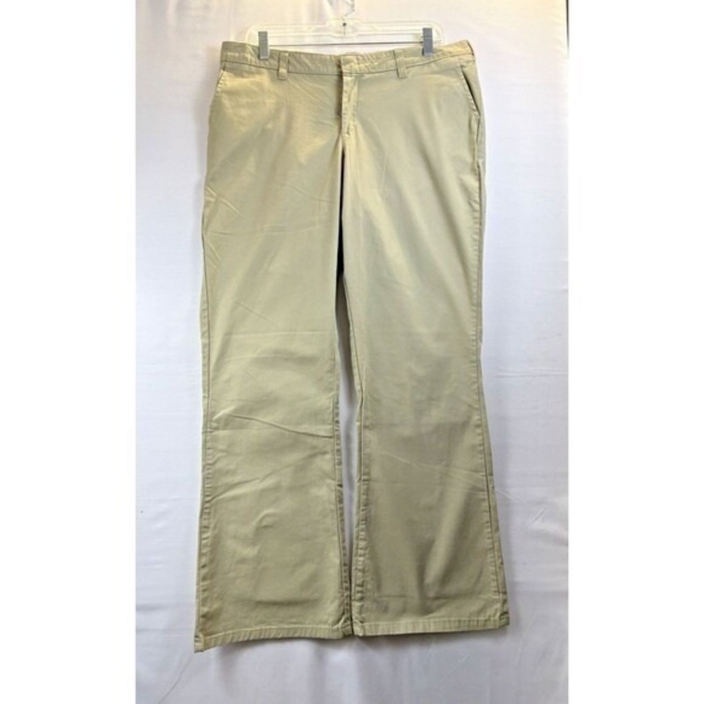 Dickies Womens Bootcut Work Pants Khaki‎ Slim Fit Stretch Durable wide leg 14R